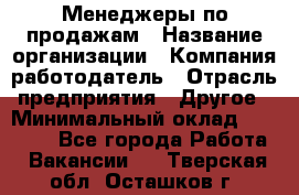 Менеджеры по продажам › Название организации ­ Компания-работодатель › Отрасль предприятия ­ Другое › Минимальный оклад ­ 15 000 - Все города Работа » Вакансии   . Тверская обл.,Осташков г.